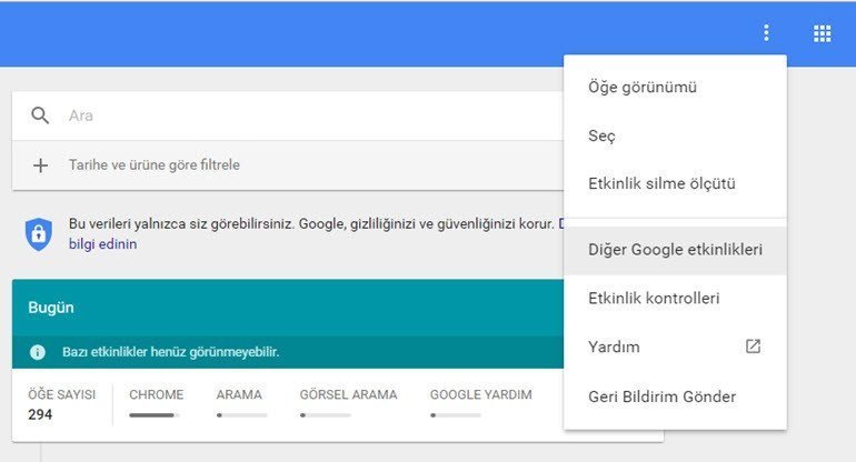 samsung s8+ google arama gecmisi silme