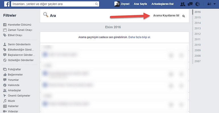 Facebook Arama Geçmişi Silme Rehberi 2016