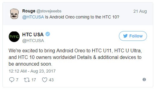HTC, Android 8.0 Oreo Alacak Telefonları Açıkladı!