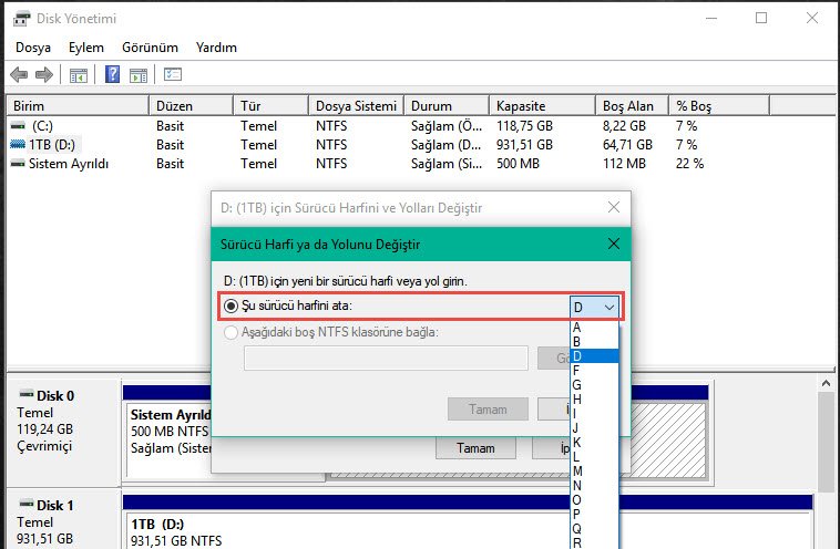 Windows'ta Sürücü Harfi Nasıl Değiştirilir?
