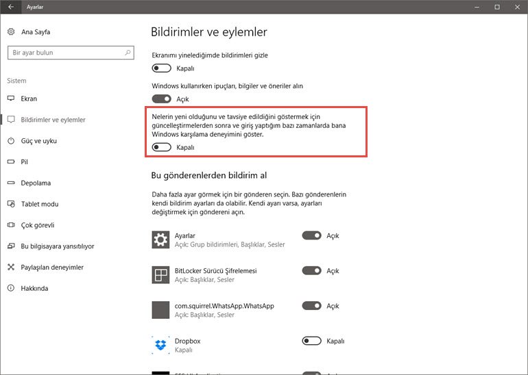 Windows Karşılama Deneyimi Nasıl Kapatılır?