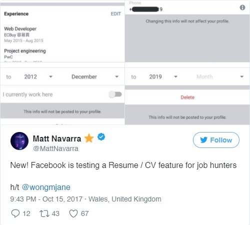 Facebook, Linkedin Benzeri Özelliği Test Ediyor
