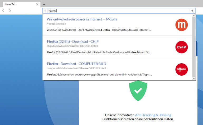 4. Cliqz (Windows, Mac, Android, iOS)