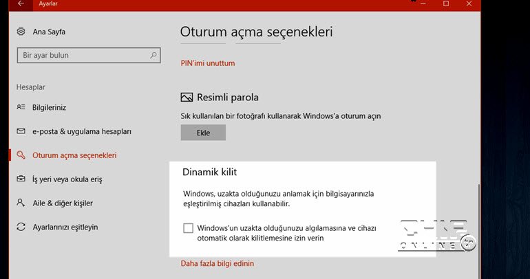 Dinamik Kilit Windows 10'da Nasıl Açılır?