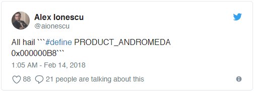 Andromeda, Windows 10 SDK'de Listelendi