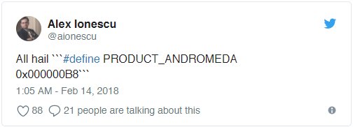 Andromeda, Windows 10 SDK'de Listelendi