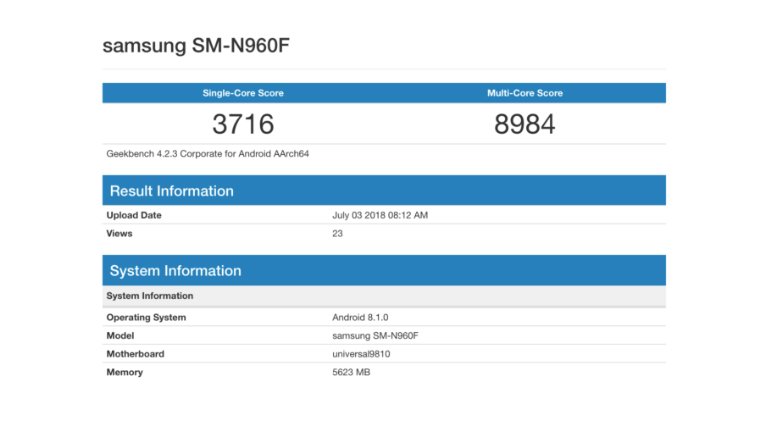 Kilitsiz Note 9, Exynos 9810 ile Test Edildi