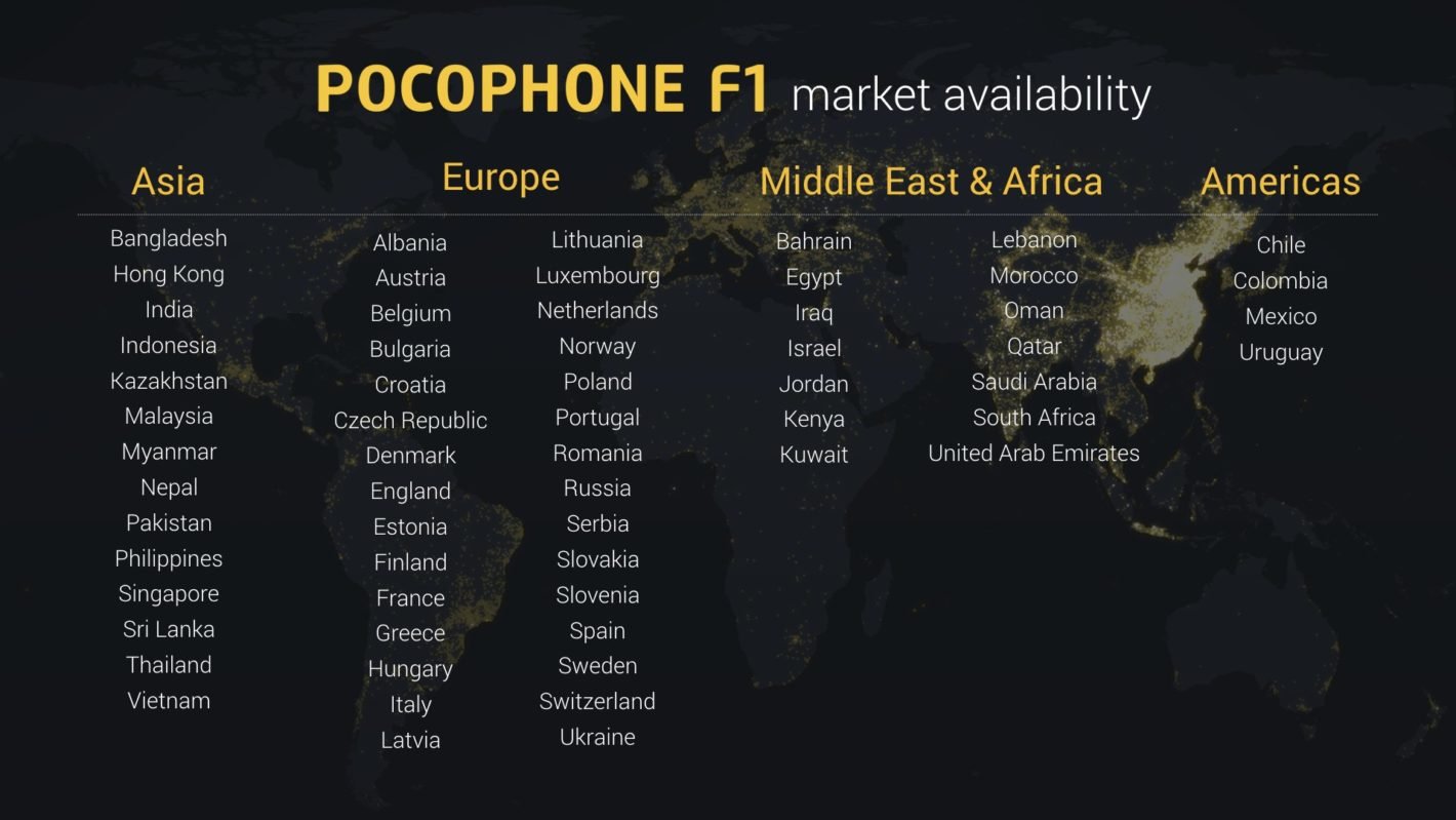 Xiaomi Poco F1 Bu Ülkelerde Satılacak!