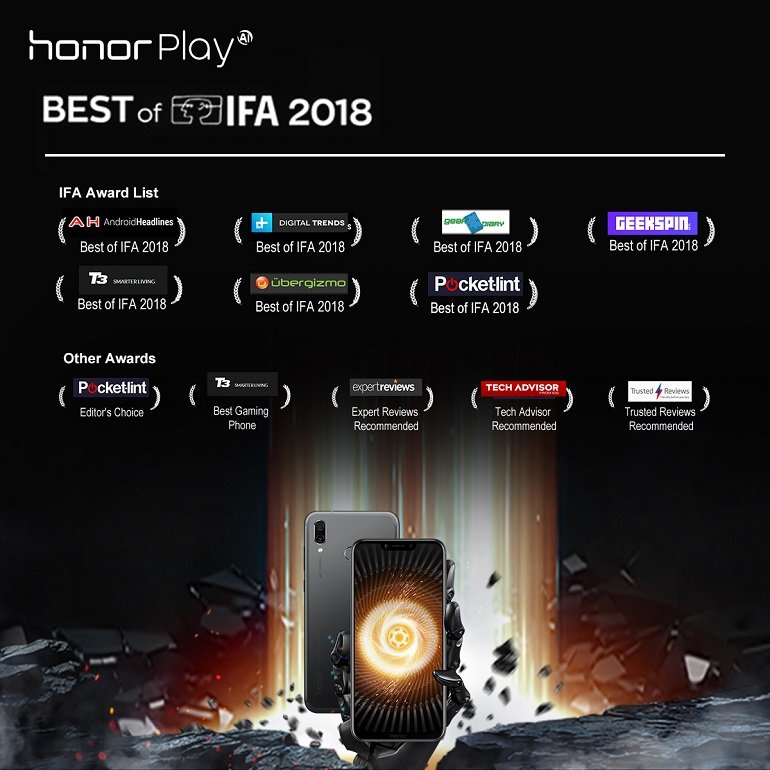 Honor Play IFA 2018'den 9 Ödülle Döndü