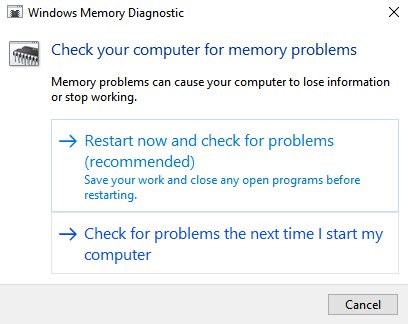 2. Windows Memory Diagnostic