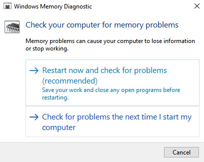 2. Windows Memory Diagnostic