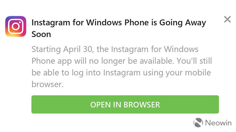 Instagram'ın Windows Mobile Uygulaması Kapanıyor