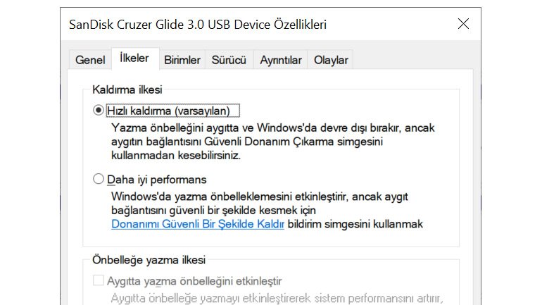 Windows 10, USB'yi Hemen Çıkarmanızı Sağlayacak