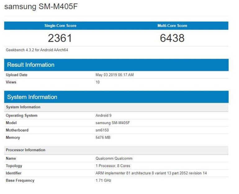Samsung Galaxy M40, Geekbench'te Sızdı!