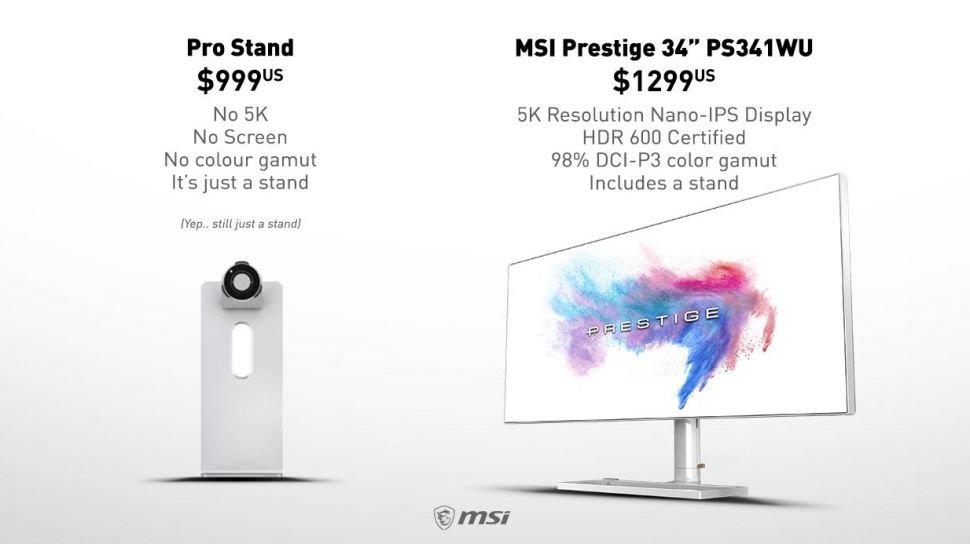 MSI'dan Apple Pro Stand Fiyatına 5K Monitör