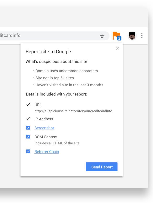Chrome için Yeni Site Raporlama Eklentisi