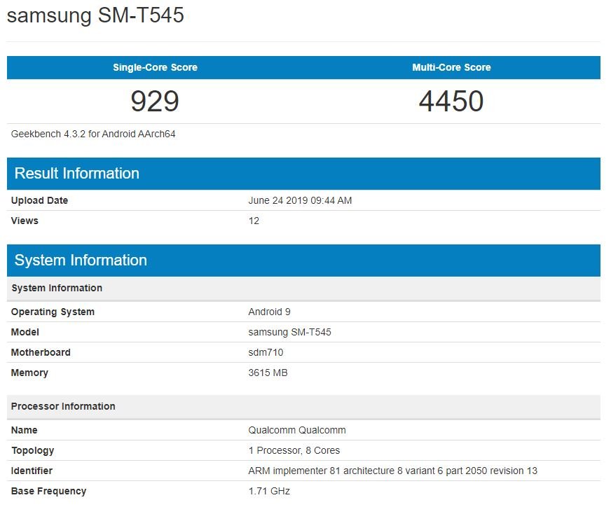 Snapdragon 710'lu Bir Samsung Tablet Göründü