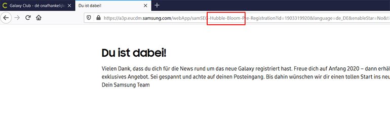 Hubble ve Bloom Kod Adları Samsung Tarafından Doğrulandı