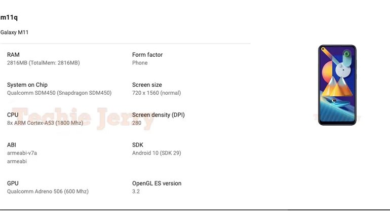 Samsung Galaxy M11 Tasarımı ve Özellikleriyle Sızdı