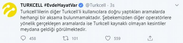 Turkcell: Turkcell kaynaklı olmayan kesintiler