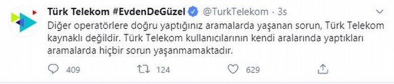 Türk Telekom: Yaşanan sorun, Türk Telekom kaynaklı değildir