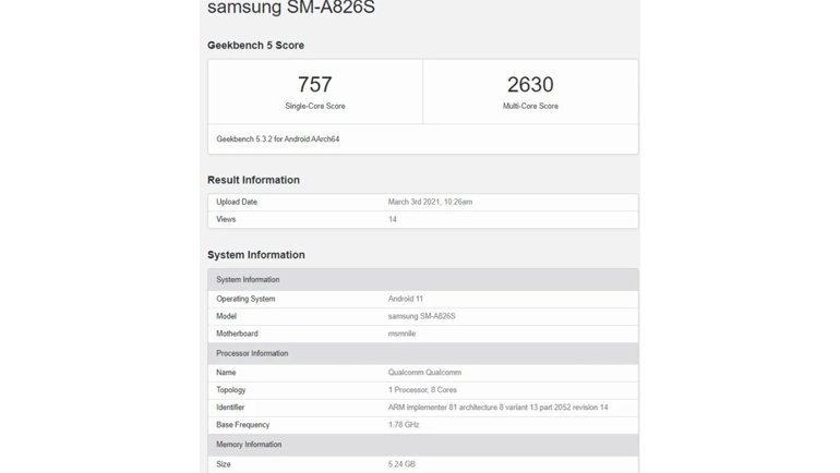 Galaxy A82, Amiral Gemisi İşlemcisiyle Gelecek
